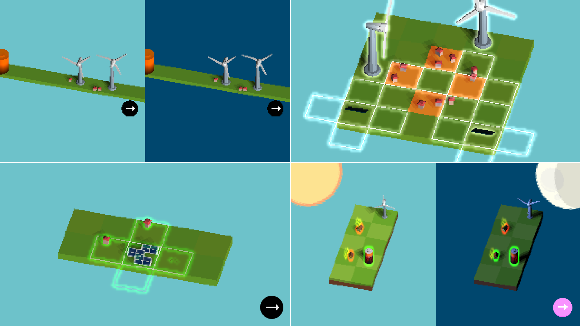 second collage of several iterations of the game visuals